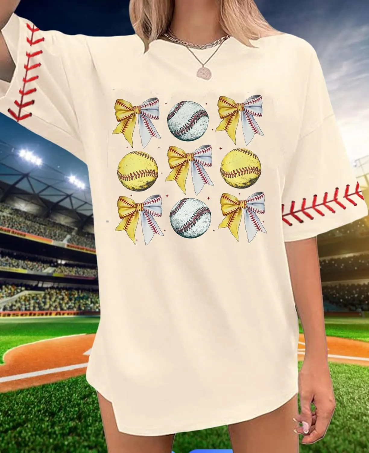Baseball Shirt Women Oversized Baseball Mom Tshirts Game Day Short Sleeve Casual Loose Graphic Tees Tops