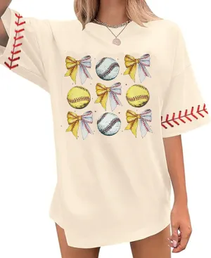 Baseball Shirt Women Oversized Baseball Mom Tshirts Game Day Short Sleeve Casual Loose Graphic Tees Tops