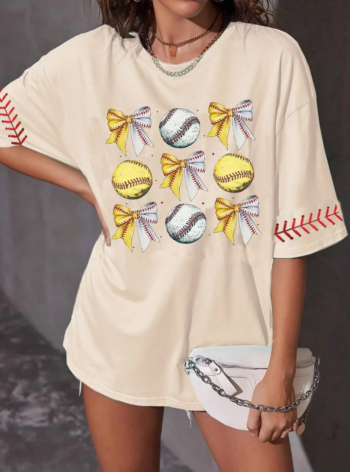 Baseball Shirt Women Oversized Baseball Mom Tshirts Game Day Short Sleeve Casual Loose Graphic Tees Tops