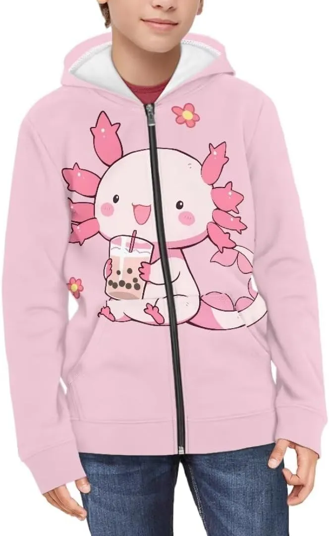 Boys Girls Zipper Hoodies Sweatshirt Long Sleeve Hoodies with Pockets Pullover Sports Tops Age 6-14 Kids