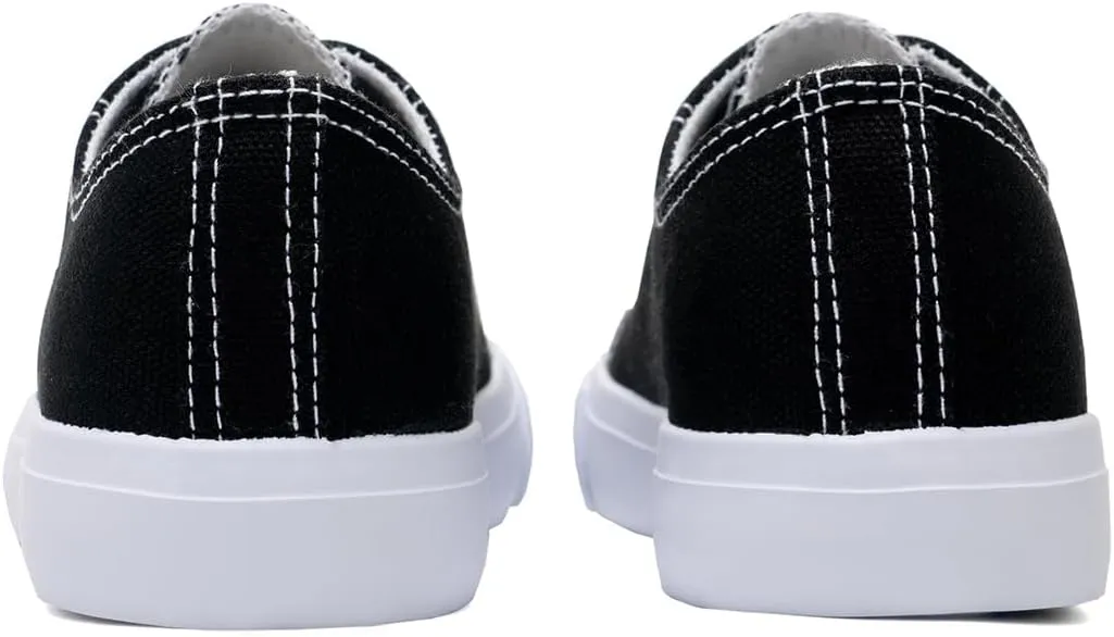 Classic Unisex Low-Top Canvas Sneakers  Boys Girls and Toddler Casual Lace-Up Shoes with Rubber Sole, Includes Extra White Shoelaces