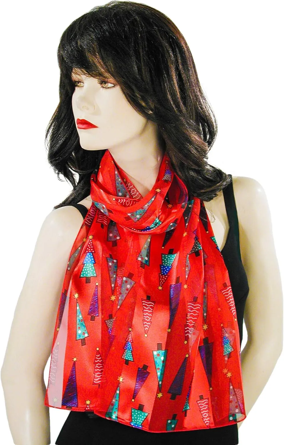 Colorful Christmas Tree Holiday Scarves with Gift Box Option