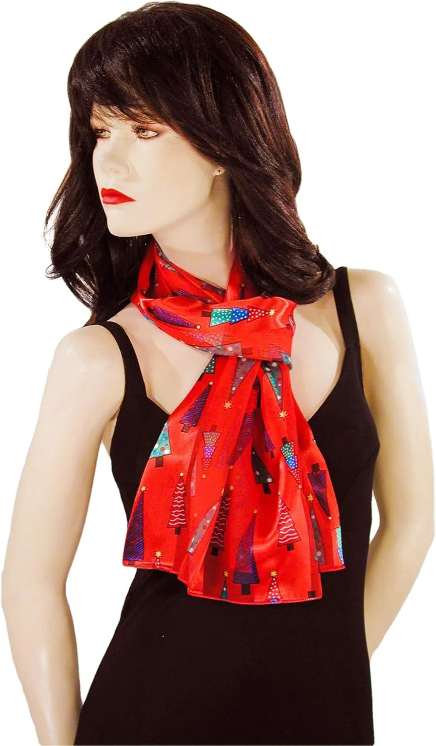 Colorful Christmas Tree Holiday Scarves with Gift Box Option