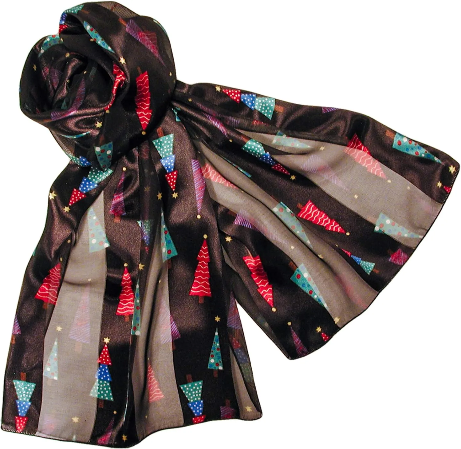 Colorful Christmas Tree Holiday Scarves with Gift Box Option