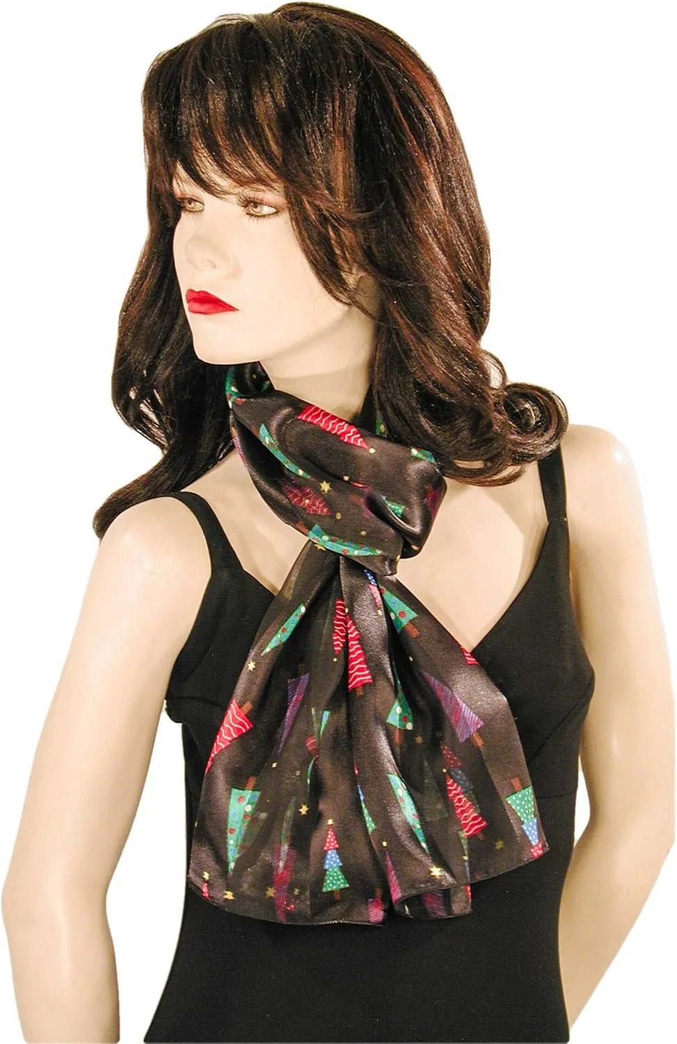 Colorful Christmas Tree Holiday Scarves with Gift Box Option