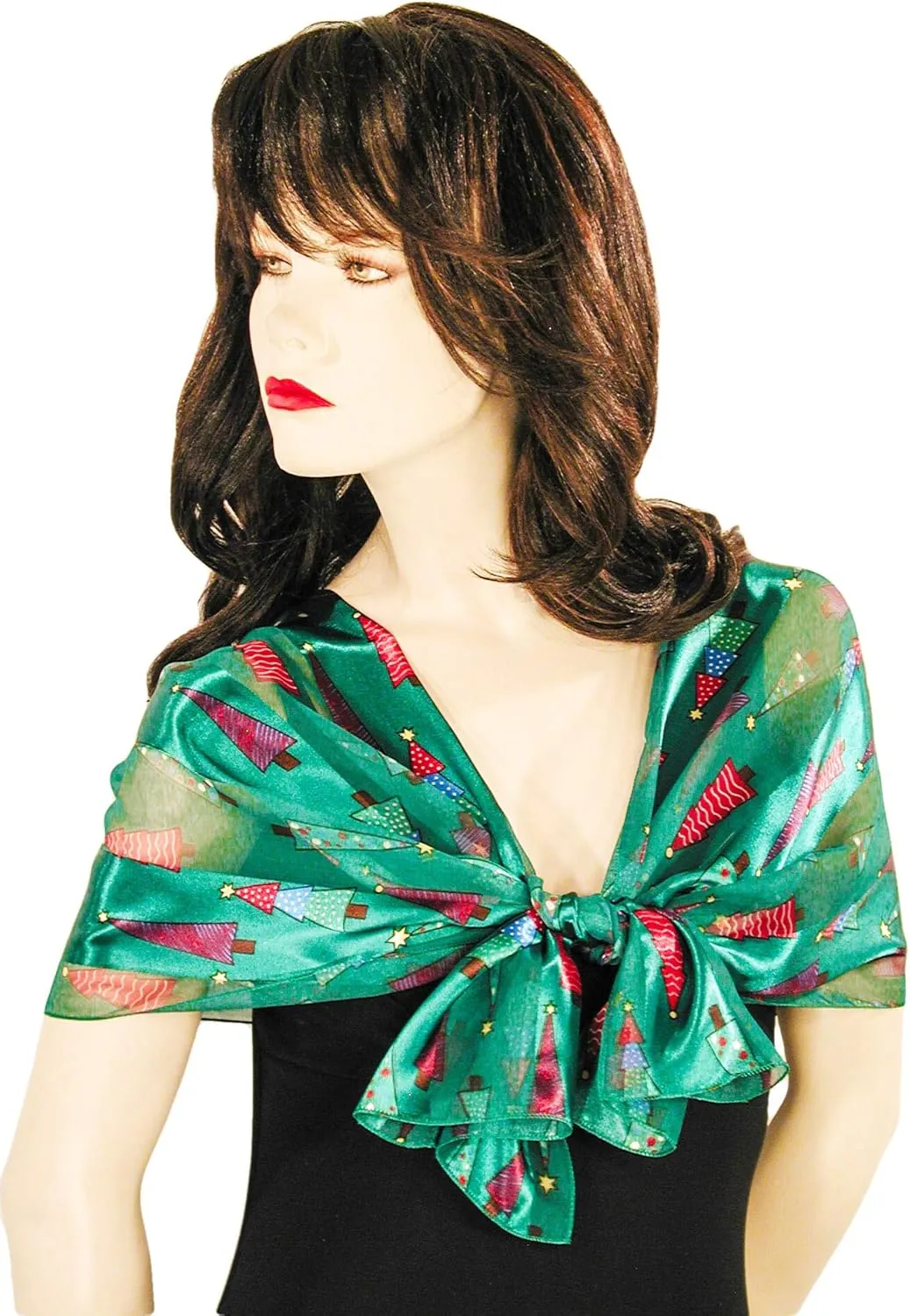 Colorful Christmas Tree Holiday Scarves with Gift Box Option