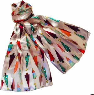 Colorful Christmas Tree Holiday Scarves with Gift Box Option