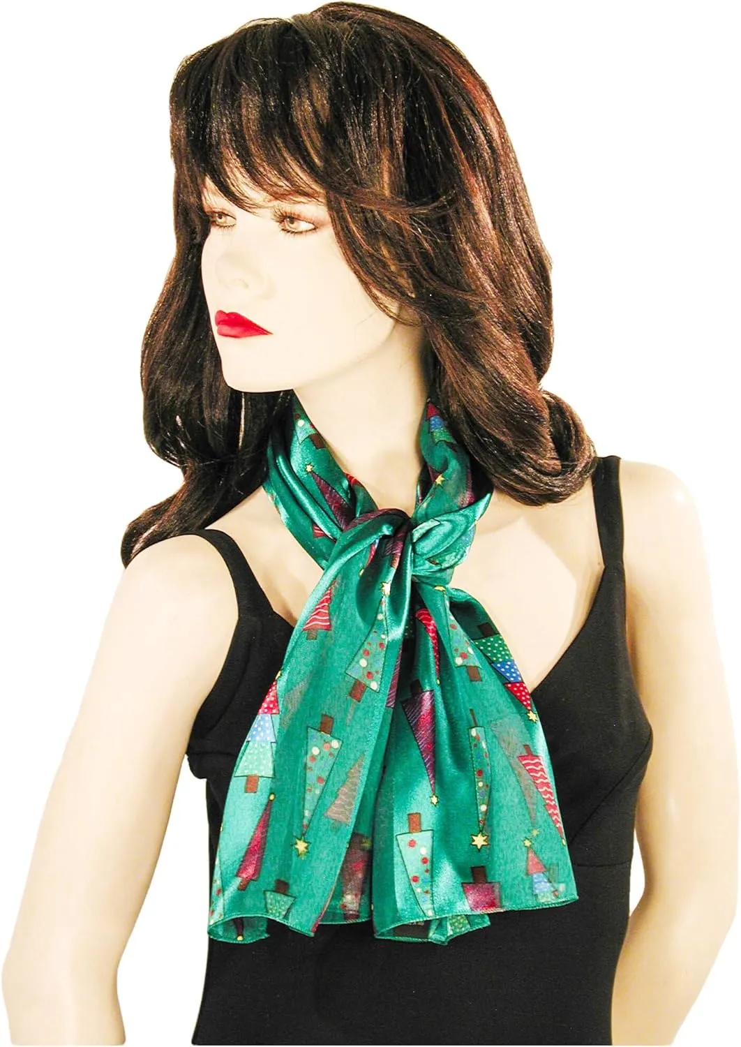 Colorful Christmas Tree Holiday Scarves with Gift Box Option