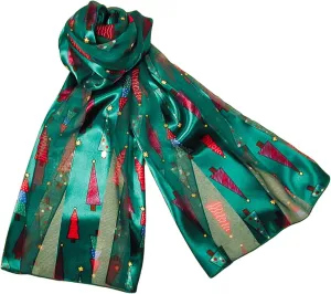 Colorful Christmas Tree Holiday Scarves with Gift Box Option