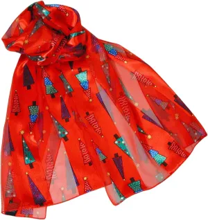 Colorful Christmas Tree Holiday Scarves with Gift Box Option