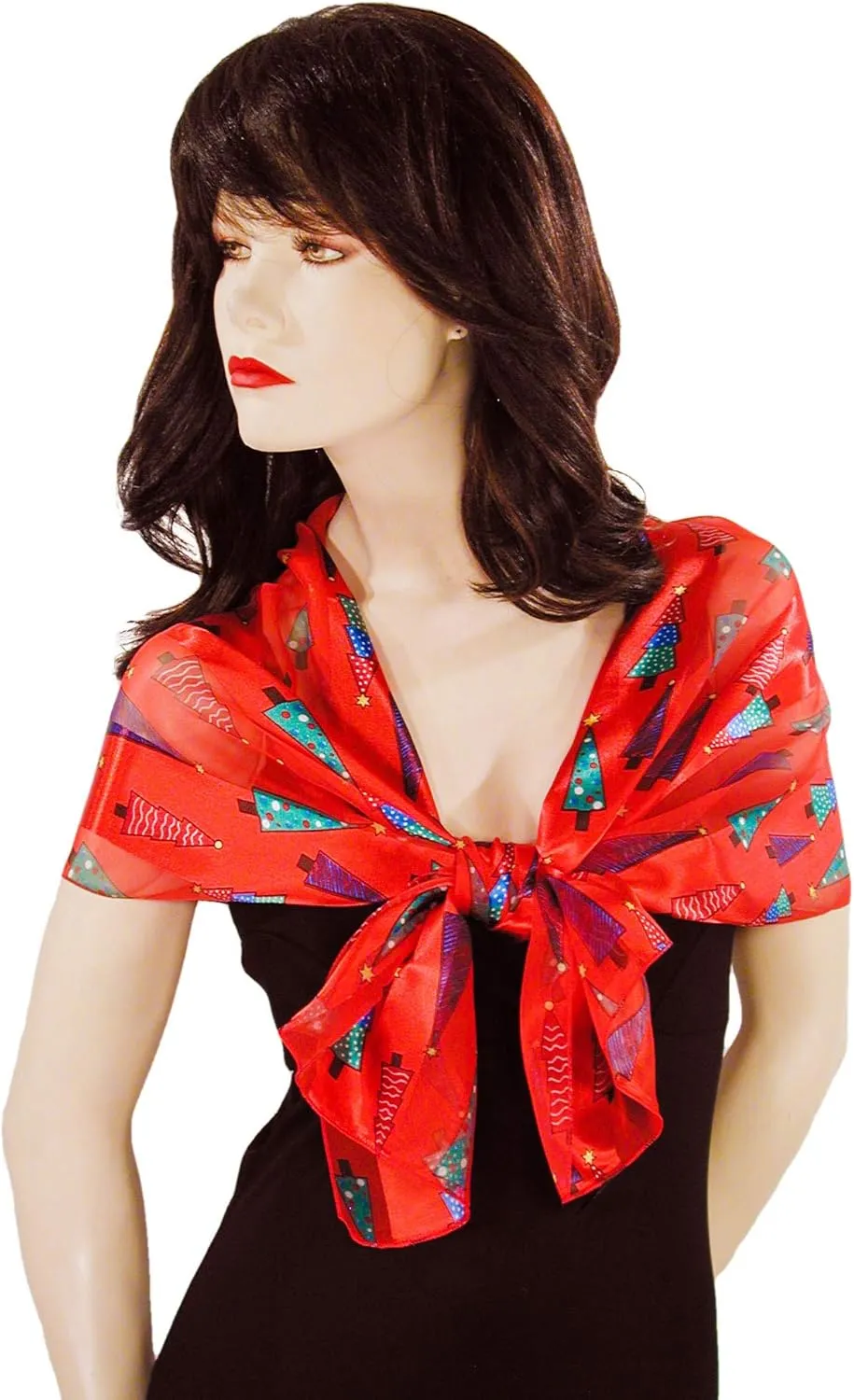 Colorful Christmas Tree Holiday Scarves with Gift Box Option