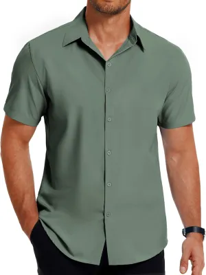 COOFANDY Men's Dress Shirts Short Sleeve Button Down Shirt Business Casual Wrinkle Free Summer Shirts
