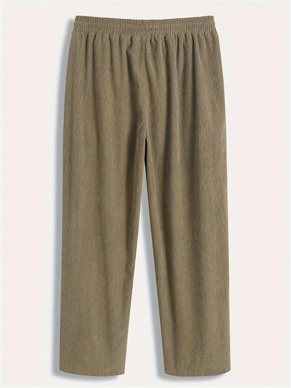 COZYEASE Men's Corduroy Pants Straight Leg Drawstring Waist Casual Long Trousers with Pocket