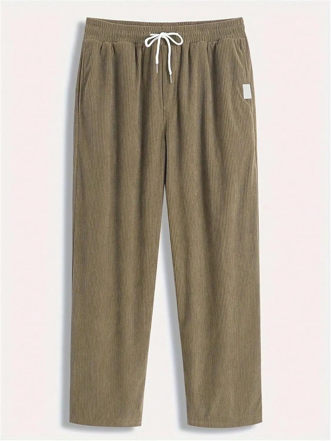COZYEASE Men's Corduroy Pants Straight Leg Drawstring Waist Casual Long Trousers with Pocket