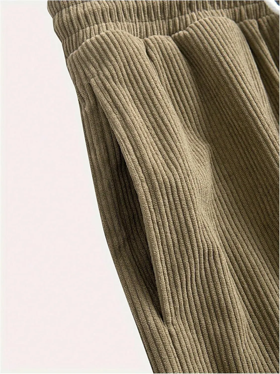 COZYEASE Men's Corduroy Pants Straight Leg Drawstring Waist Casual Long Trousers with Pocket