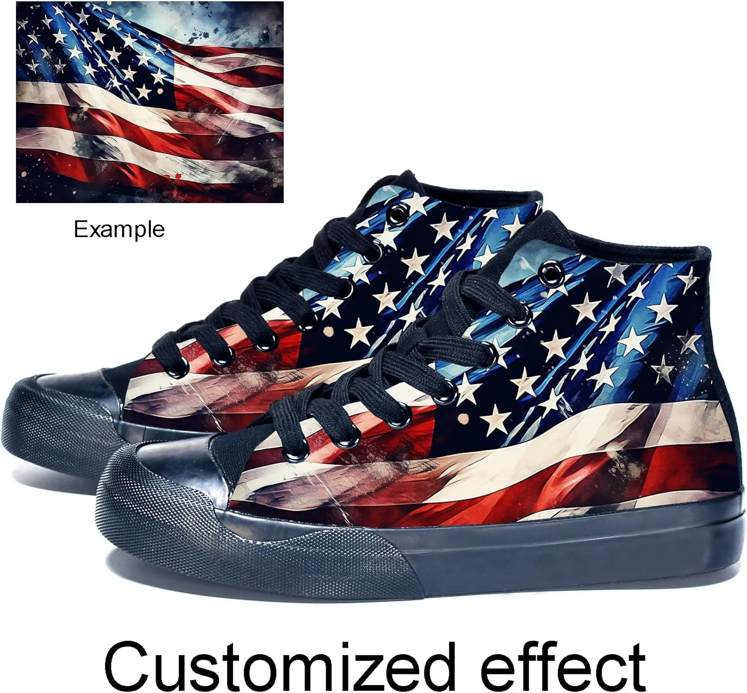 Customizable High-Top Canvas Sneakers for Men and Women Personalized Photo Image Printing Lace-Up Skateboard Shoes Casual Outdoor Hiking Footwear