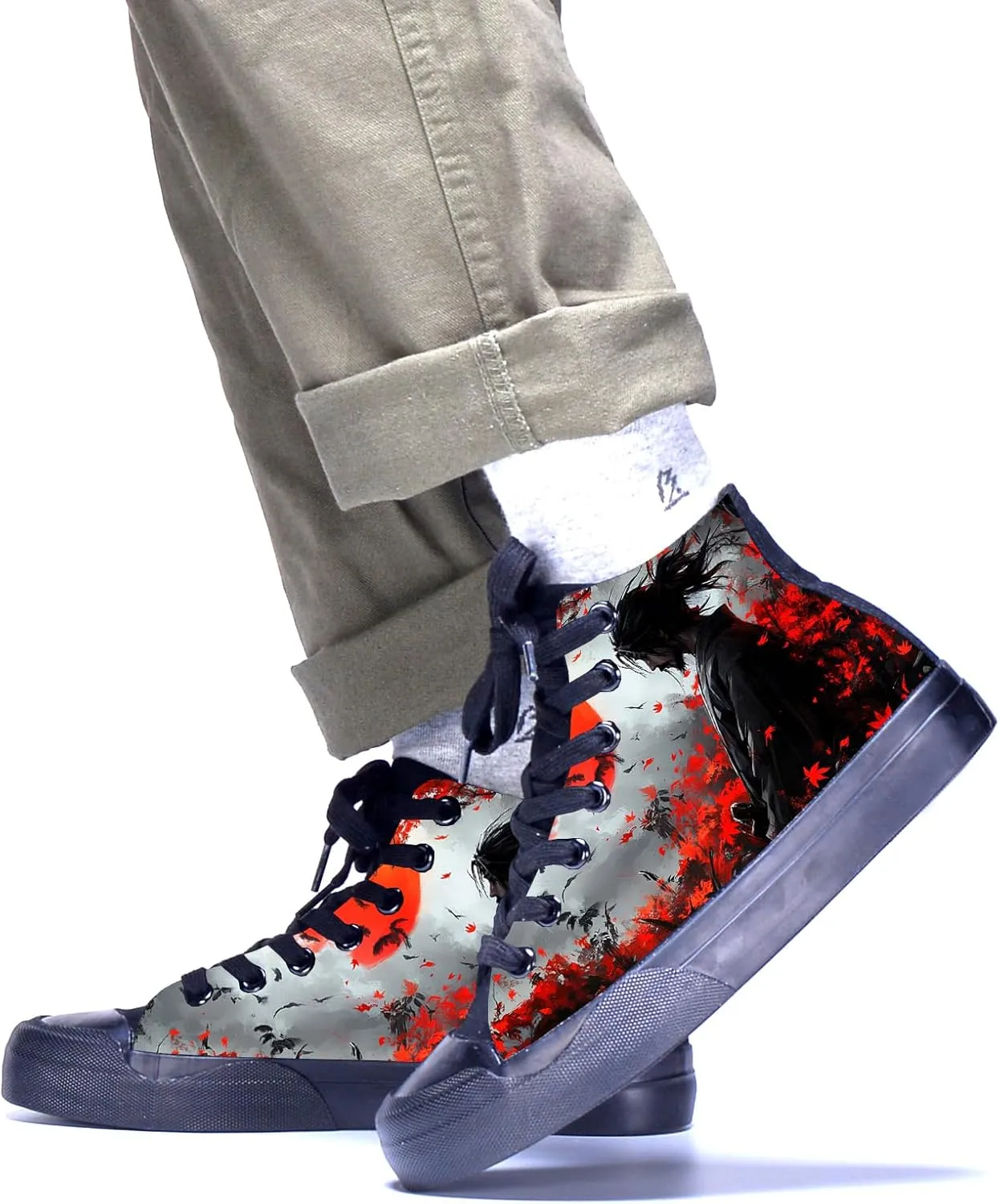 Customizable High-Top Canvas Sneakers for Men and Women Personalized Photo Image Printing Lace-Up Skateboard Shoes Casual Outdoor Hiking Footwear