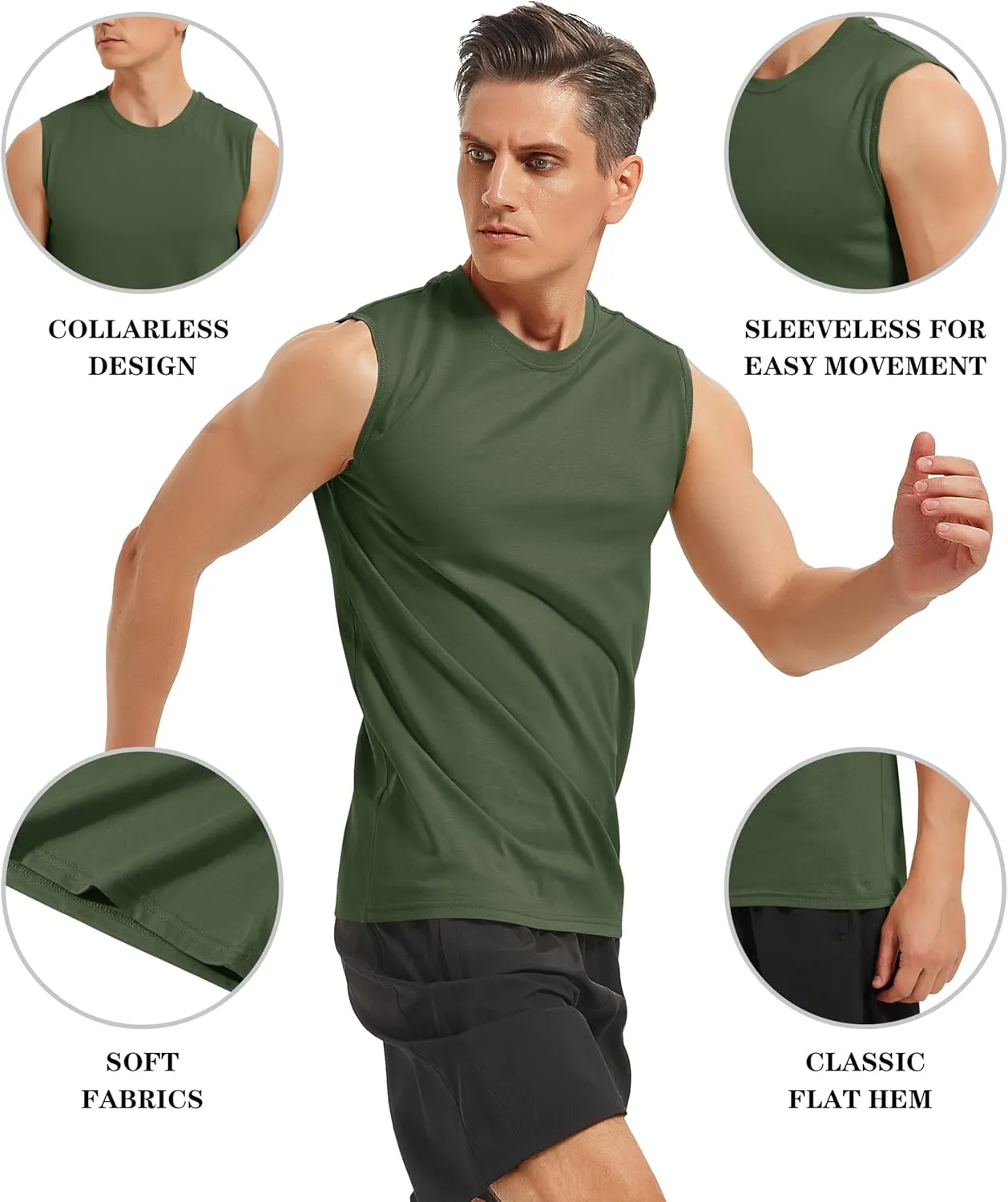 EKLENTSON Men's Tank Tops Sleeveless Workout Muscle Running Tees Lightweight Cotton Soft Summer Beach Causual Tank Shirts