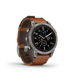 Fenix 7 Pro, Sapphire Solar Edition, 47mm - Titanium with Chestnut Leather Band - 010-02777-30