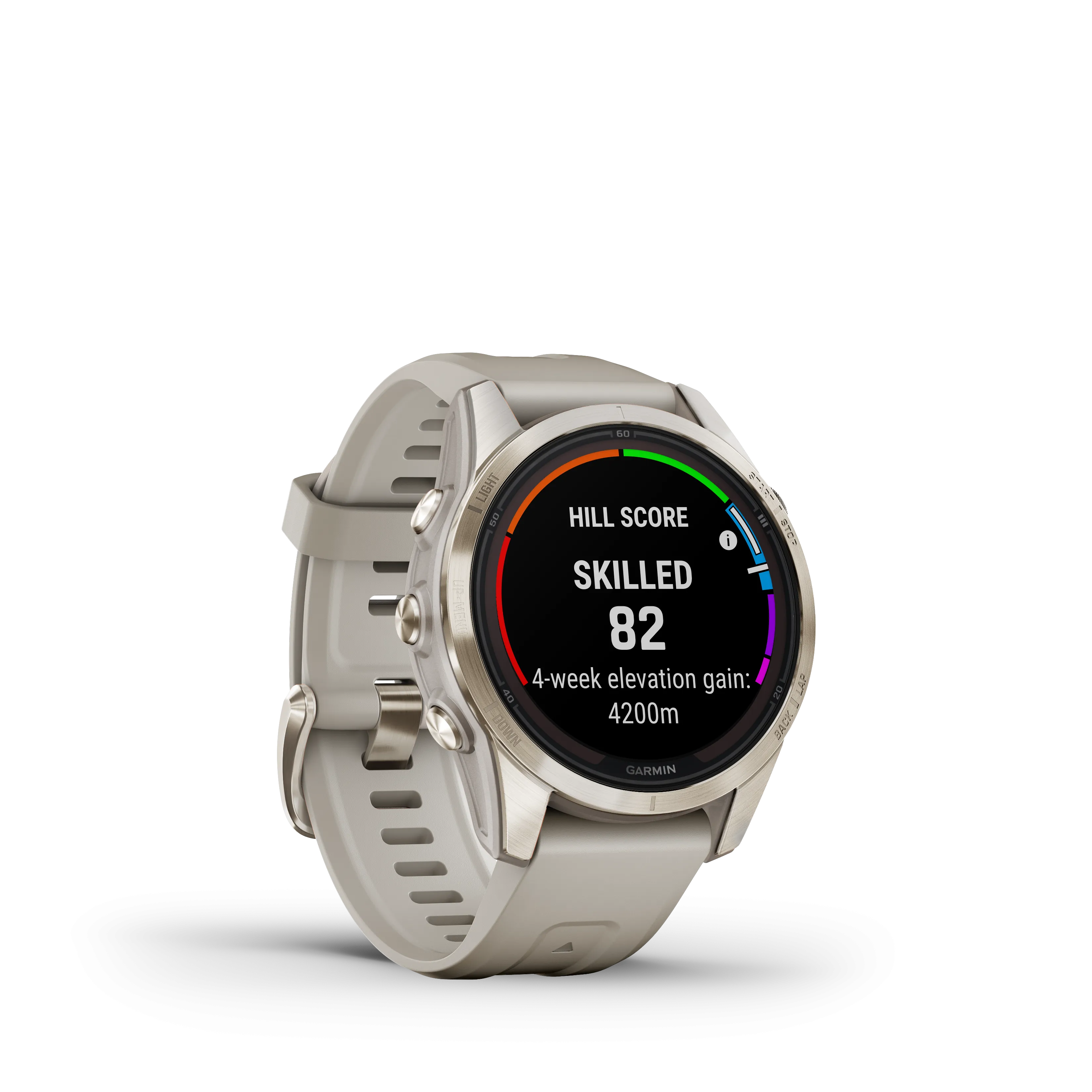 Fenix 7S Pro, Sapphire Solar Edition, 42mm - Soft Cream Gold with Limestone Grey Leather Band - 010-02776-30