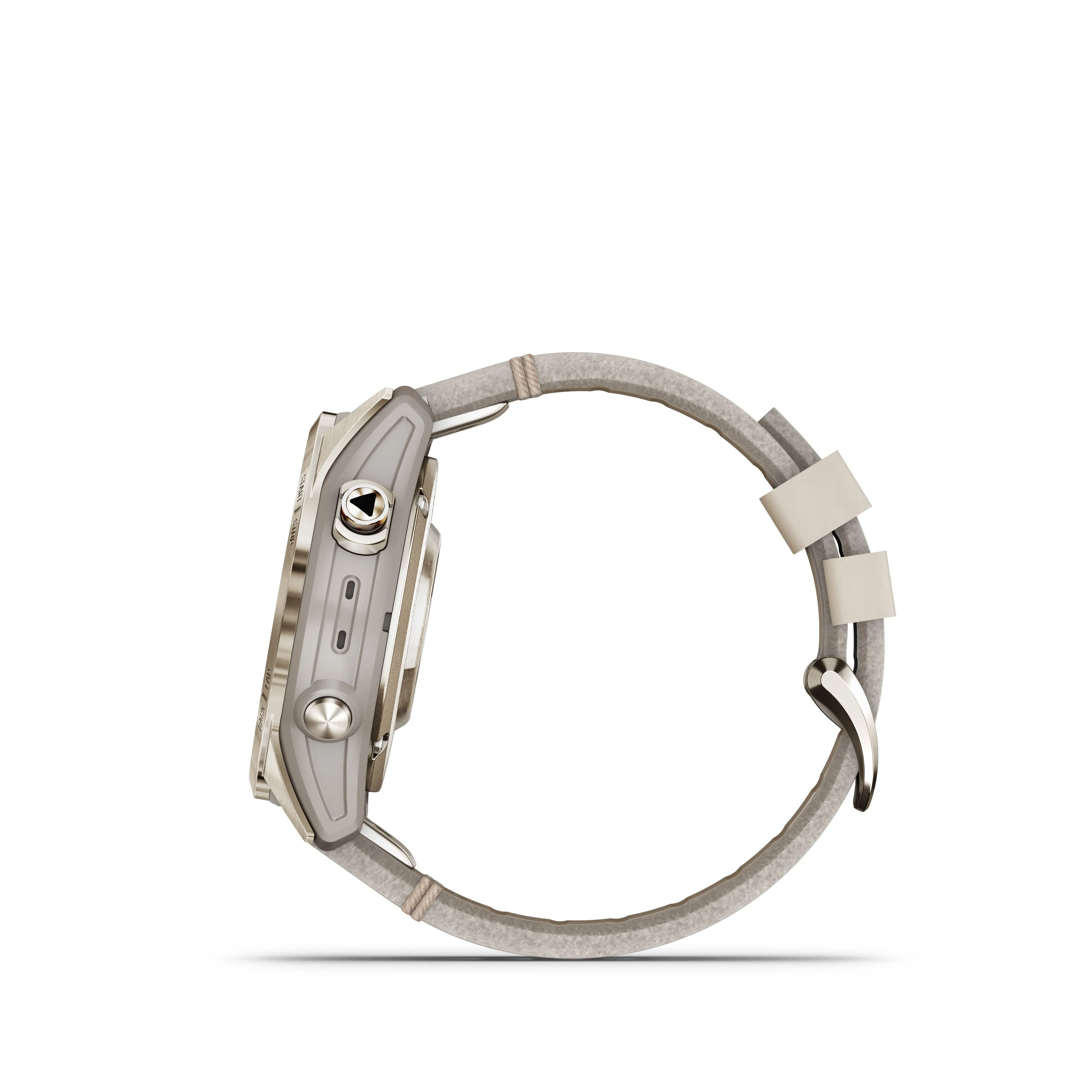Fenix 7S Pro, Sapphire Solar Edition, 42mm - Soft Cream Gold with Limestone Grey Leather Band - 010-02776-30