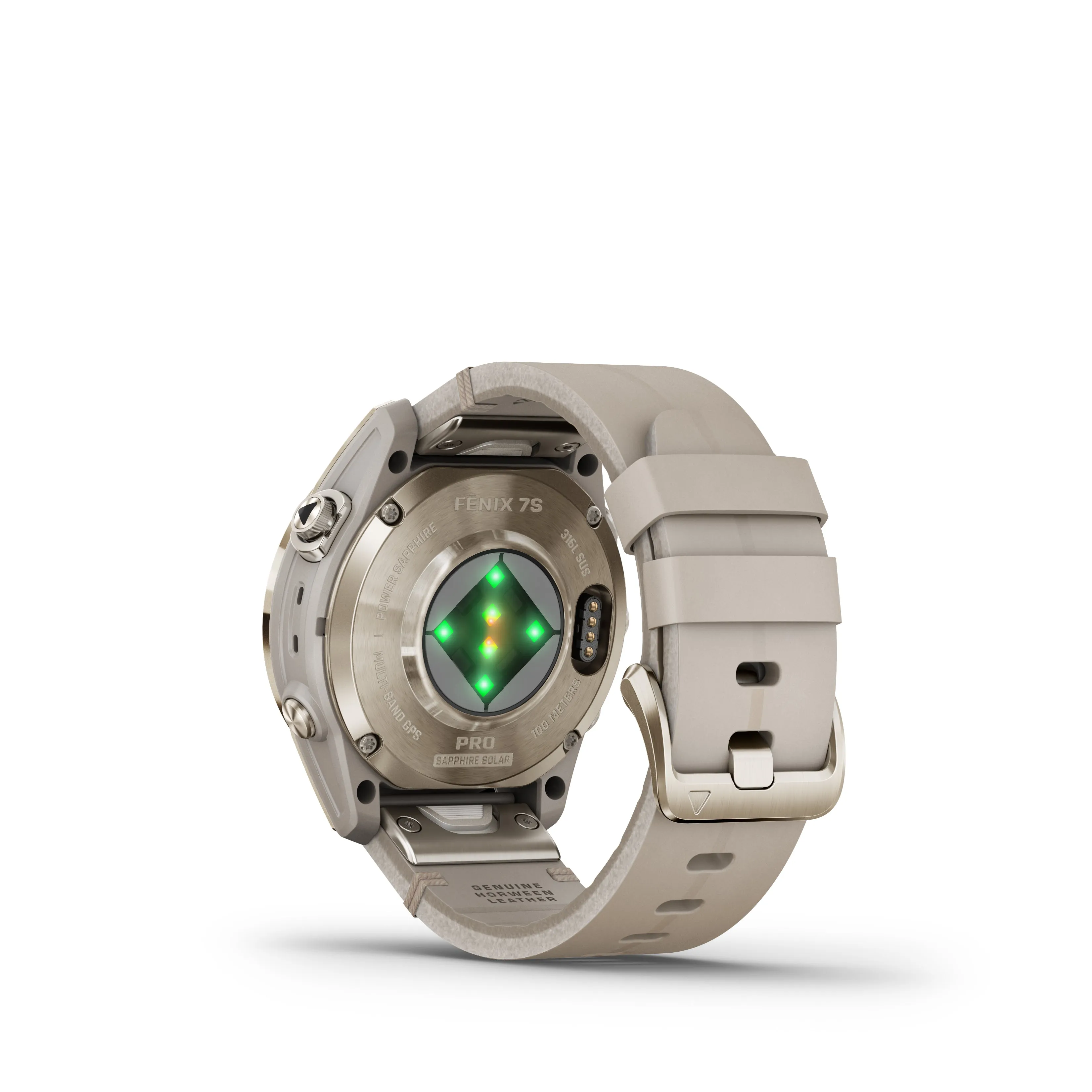 Fenix 7S Pro, Sapphire Solar Edition, 42mm - Soft Cream Gold with Limestone Grey Leather Band - 010-02776-30