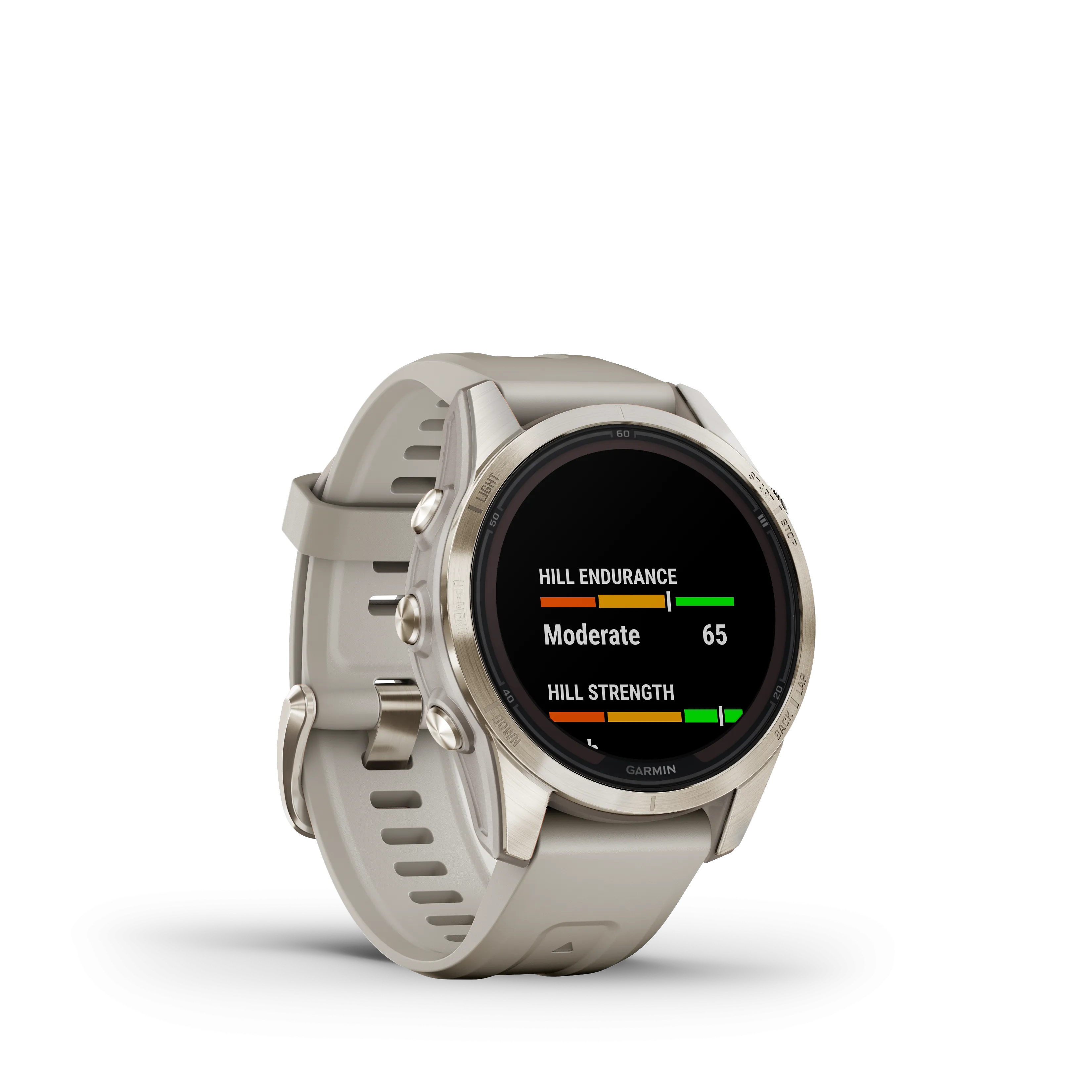 Fenix 7S Pro, Sapphire Solar Edition, 42mm - Soft Cream Gold with Limestone Grey Leather Band - 010-02776-30