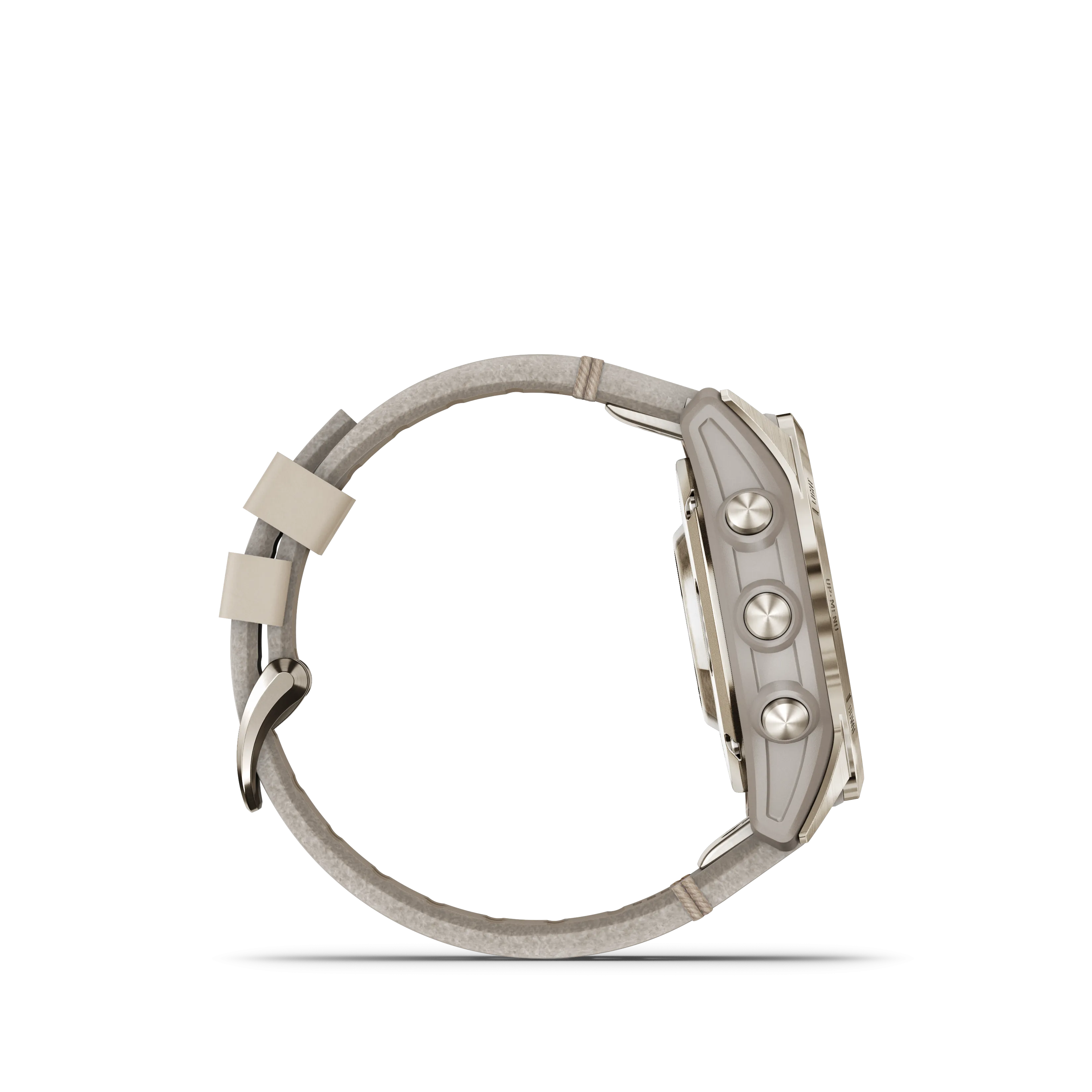 Fenix 7S Pro, Sapphire Solar Edition, 42mm - Soft Cream Gold with Limestone Grey Leather Band - 010-02776-30