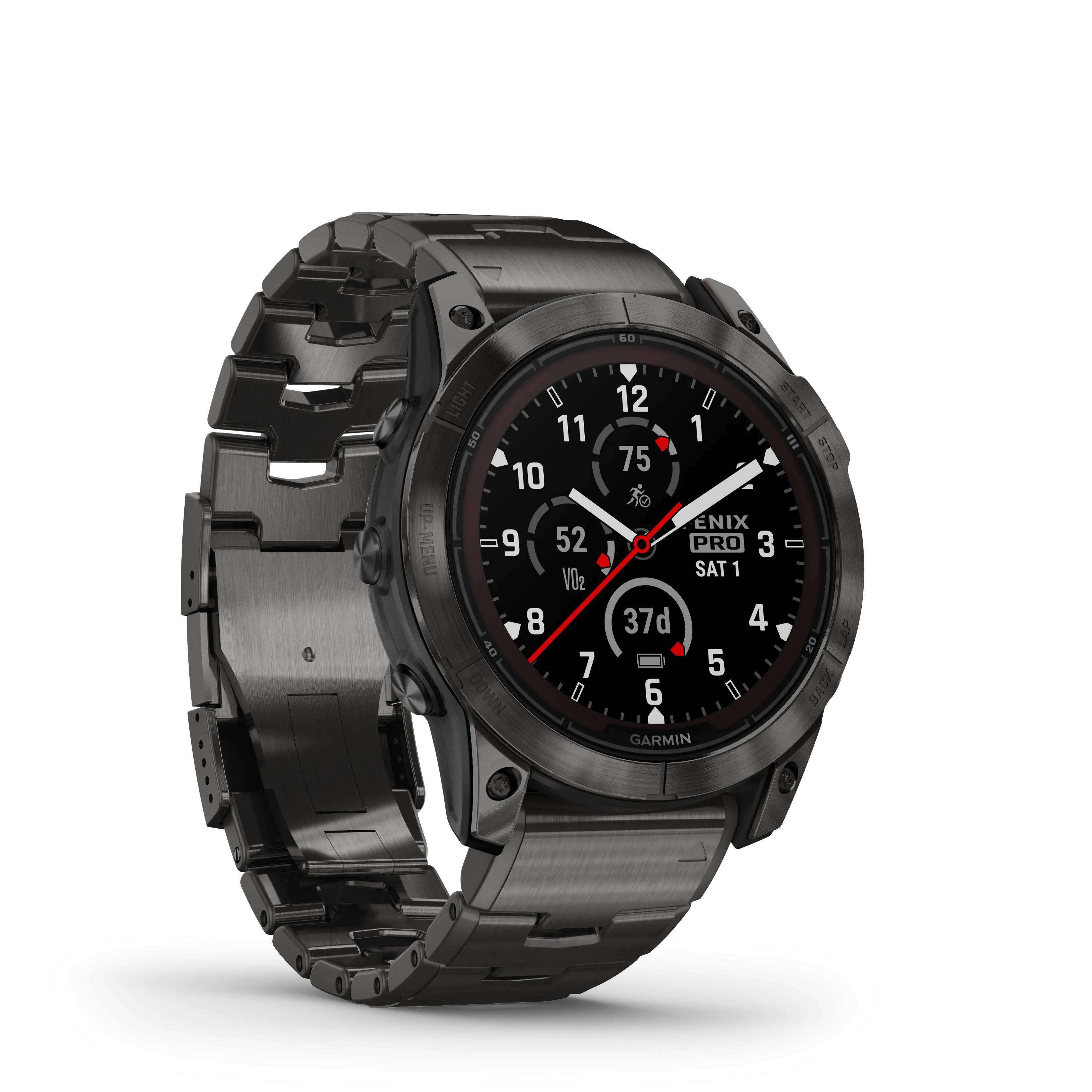 Fenix 7X Pro, Sapphire Solar Edition, 51mm - Carbon Grey DLC Titanium with Vented Titanium Bracelet - 010-02778-30