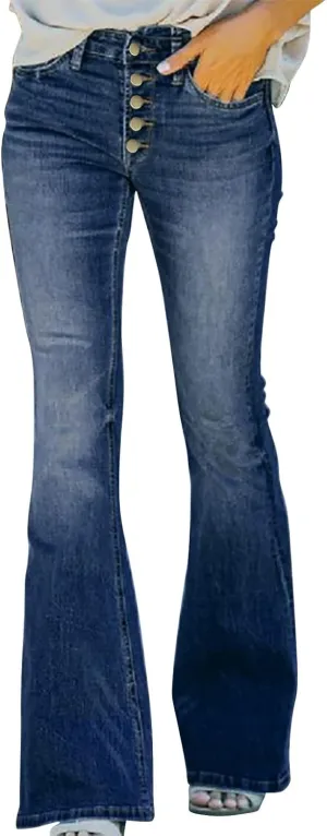 Flare Denim Pants for Women High Waisted Baggy Bell Bottom Jeans 2024 Trendy Casual Stretch Vintage Boot Cut Jean Trousers