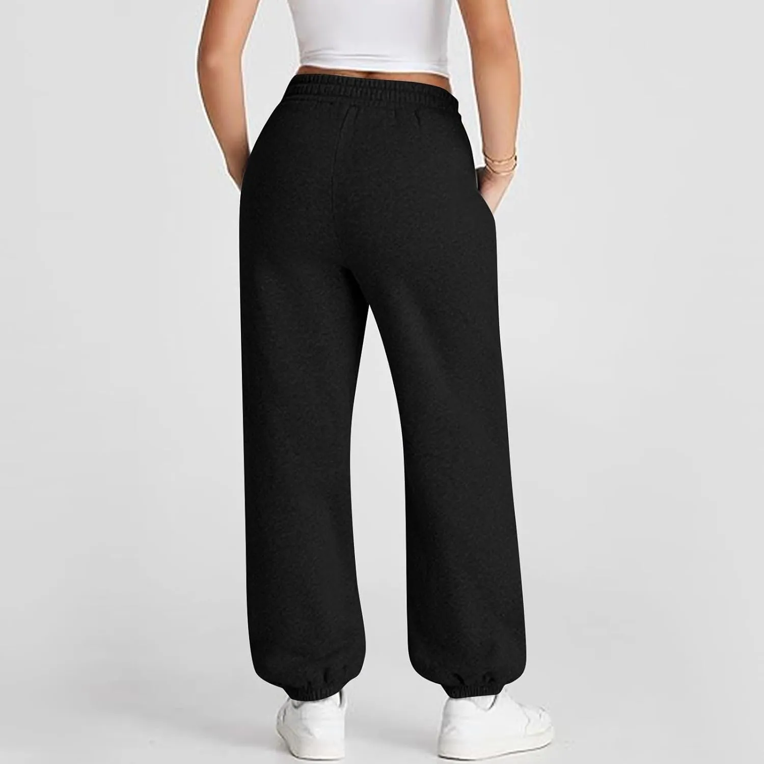 Fleece Joggers for Women Cute Y2k Crossover Baggy Sweatpants Casual Elastic Waist Athletic Jogger Pants with Pockets