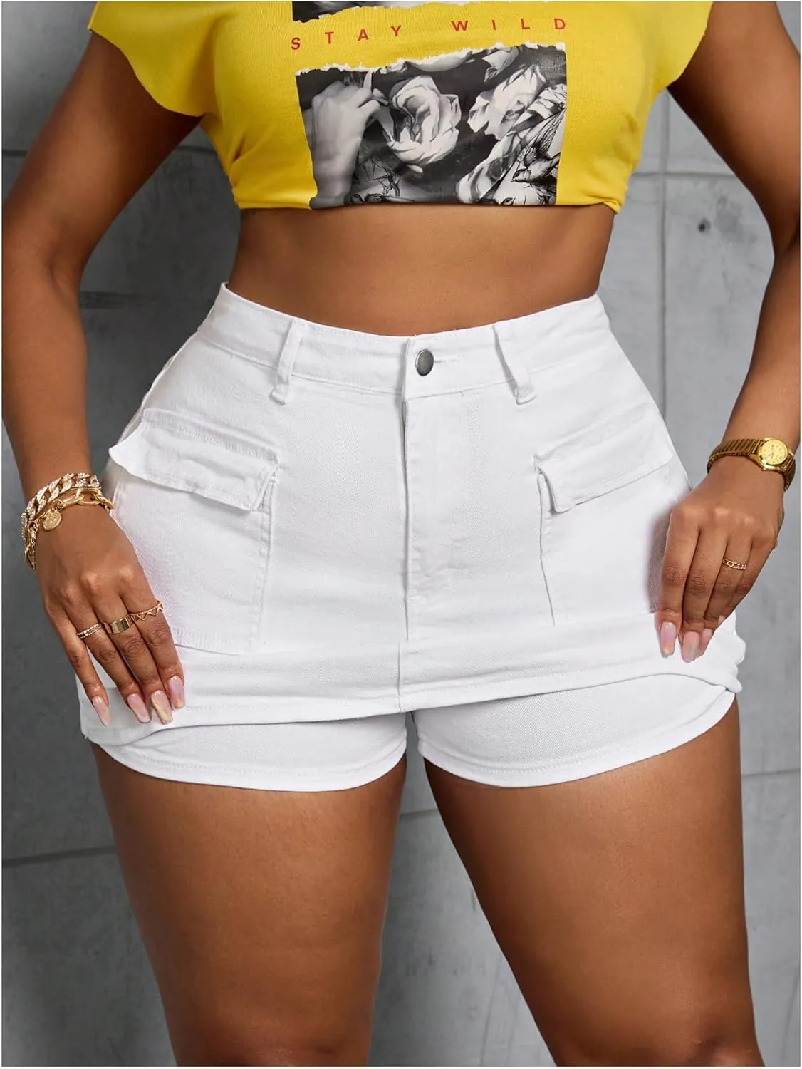 Floerns Women's Plus Size High Waisted Mini Jean Skort Stretchy Denim Skirt Shorts