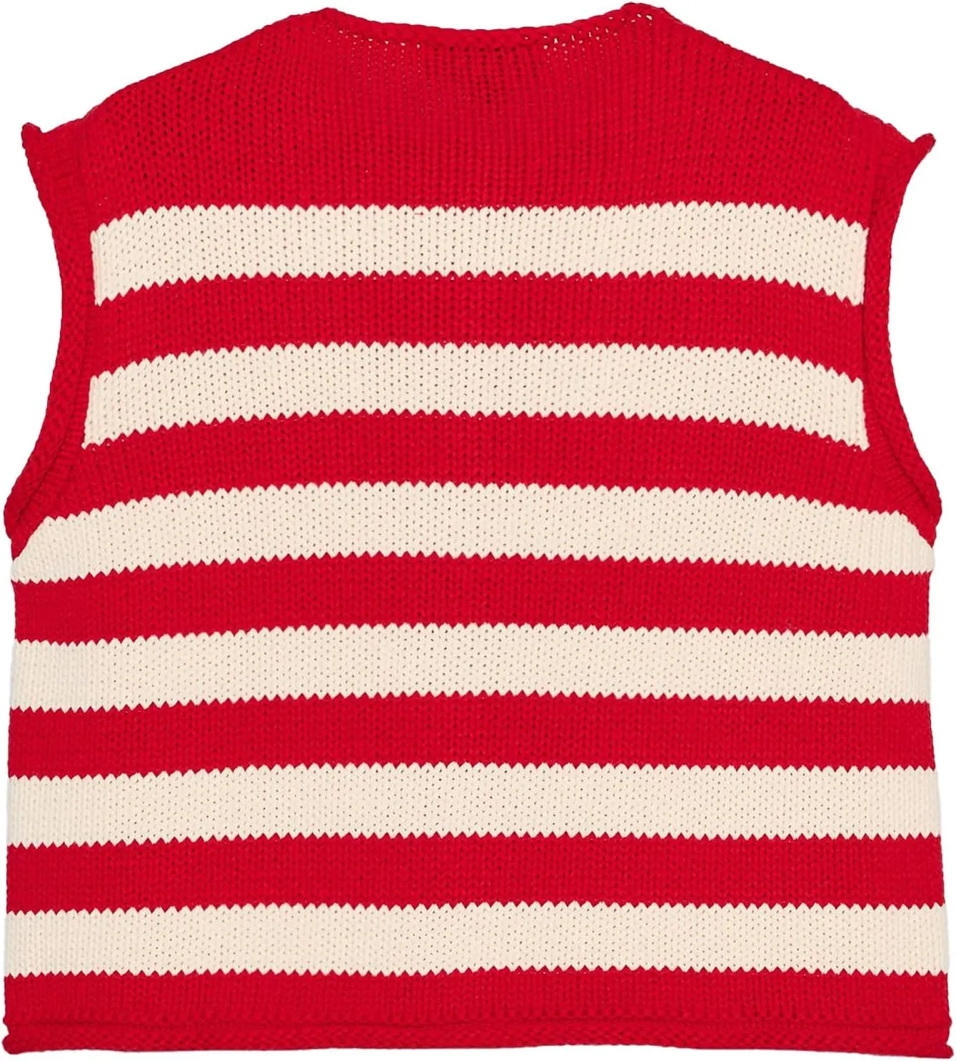 Gacaky Sweater Vest for Women Cropped Soft Knit Cardigan Casual Button Down Striped Sweater Vest Outfits Trendy Clothes
