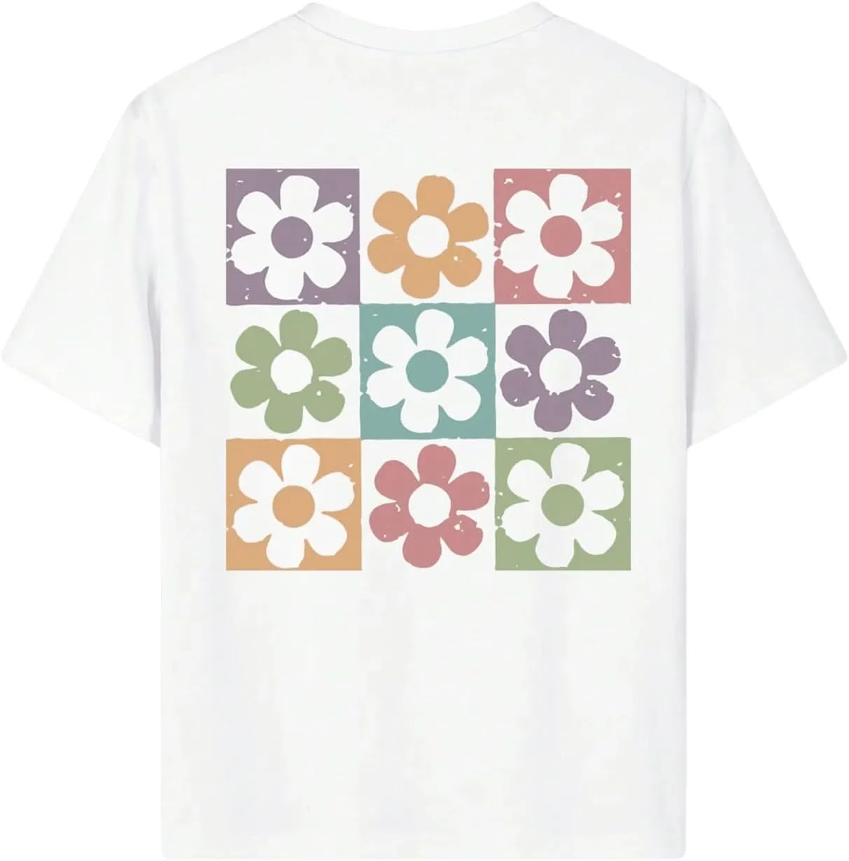 Girl's Floral Graphic Print Cute T Shirts Crew Neck Short Sleeve Clothes Loose Summer Cute Tops for Girls