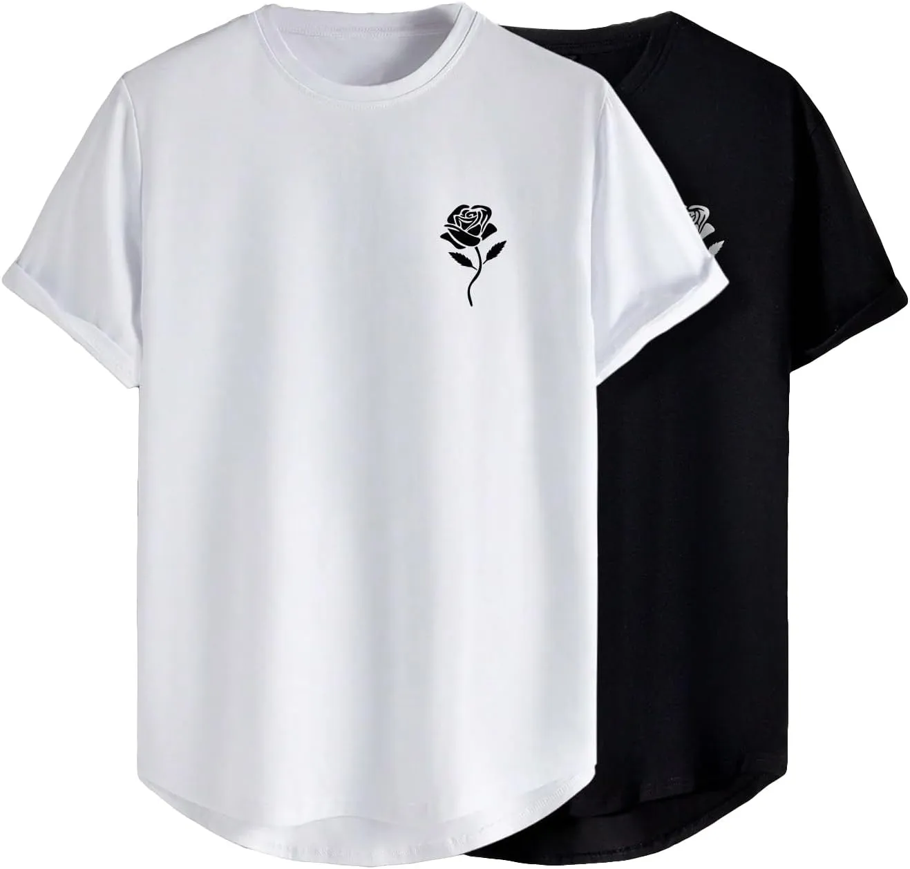 GORGLITTER Men's 2 Piece Pack Floral Graphic Print T Shirts Crewneck Short Sleeve Tee Top