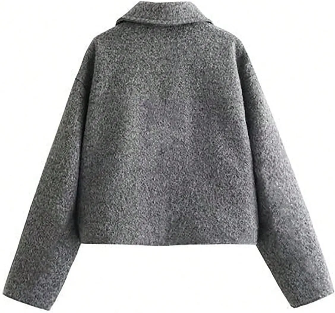 GORGLITTER Women's Pearls Decor Raw Trim Open Front Cardigan Long Sleeve Drop Shoulder Sweater