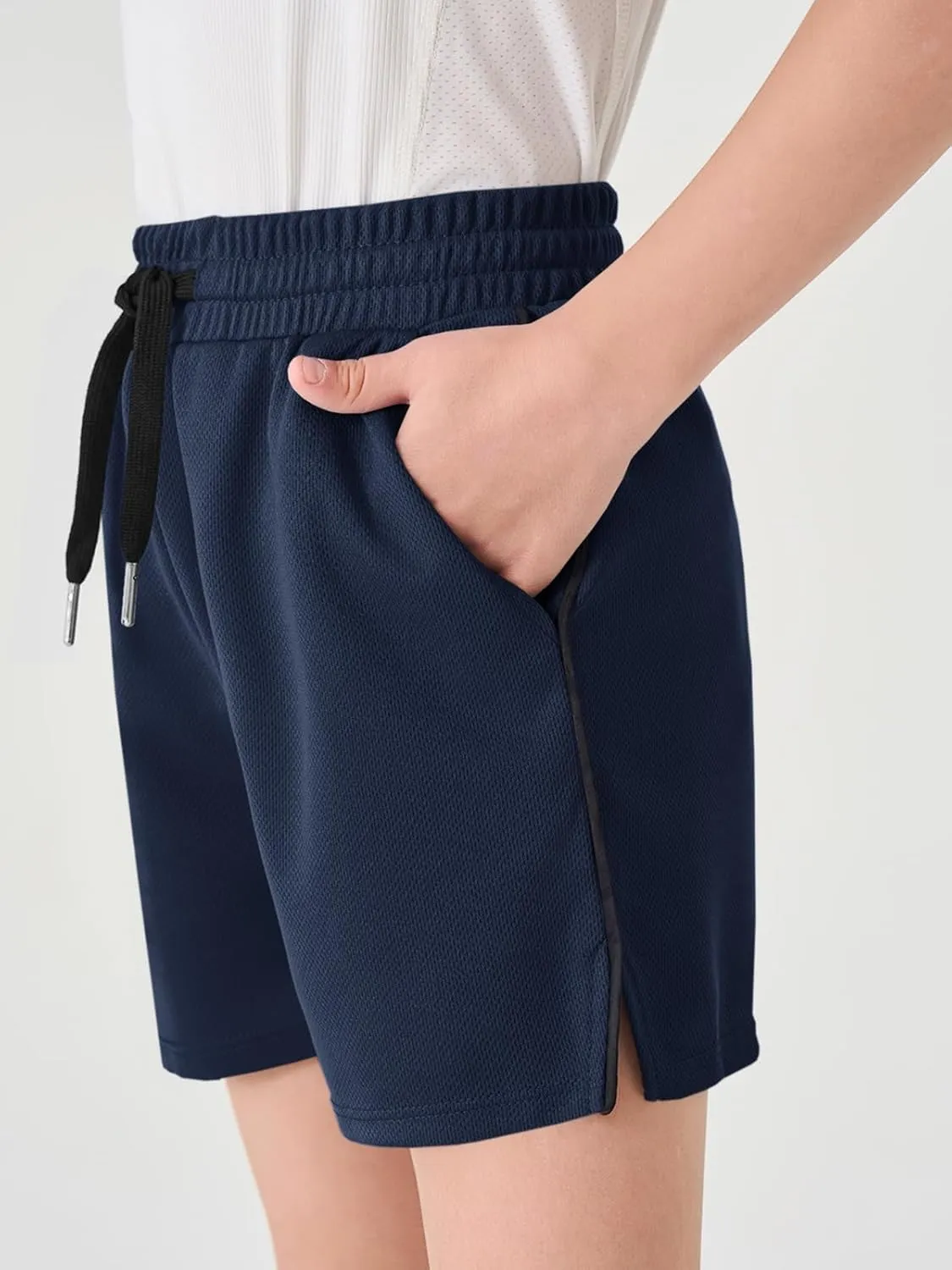 Haloumoning Boys Mesh Athletic Shorts Kids Quick Dry Side Slit Basketball Gym Shorts with Pockets 5-14 Years