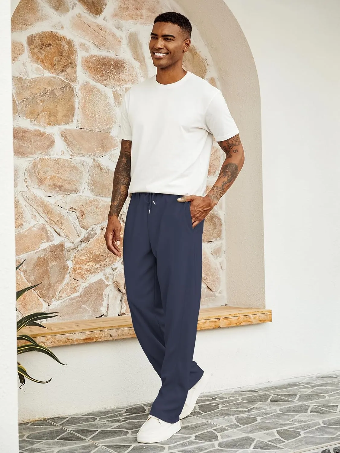 Hardaddy Men's Yoga Sweatpants Athletic Lounge Pants Open Bottom Casual Drawstring Jogger Pants for Men with Pockets