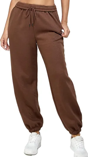 IUUI Women's High Waisted Fleece Sweatpants - Casual Baggy Joggers with Pockets, Foldable Warm Lounge Pants