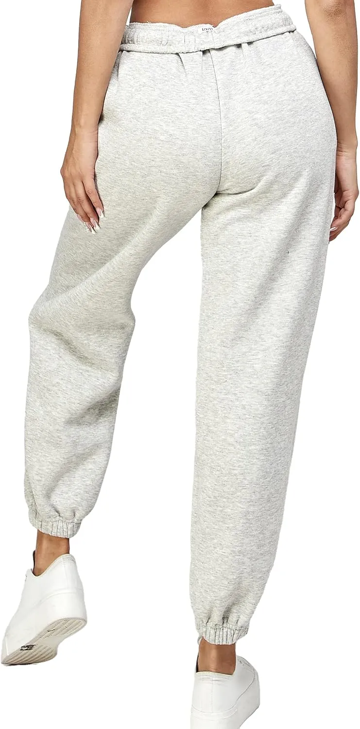 IUUI Women's High Waisted Fleece Sweatpants - Casual Baggy Joggers with Pockets, Foldable Warm Lounge Pants