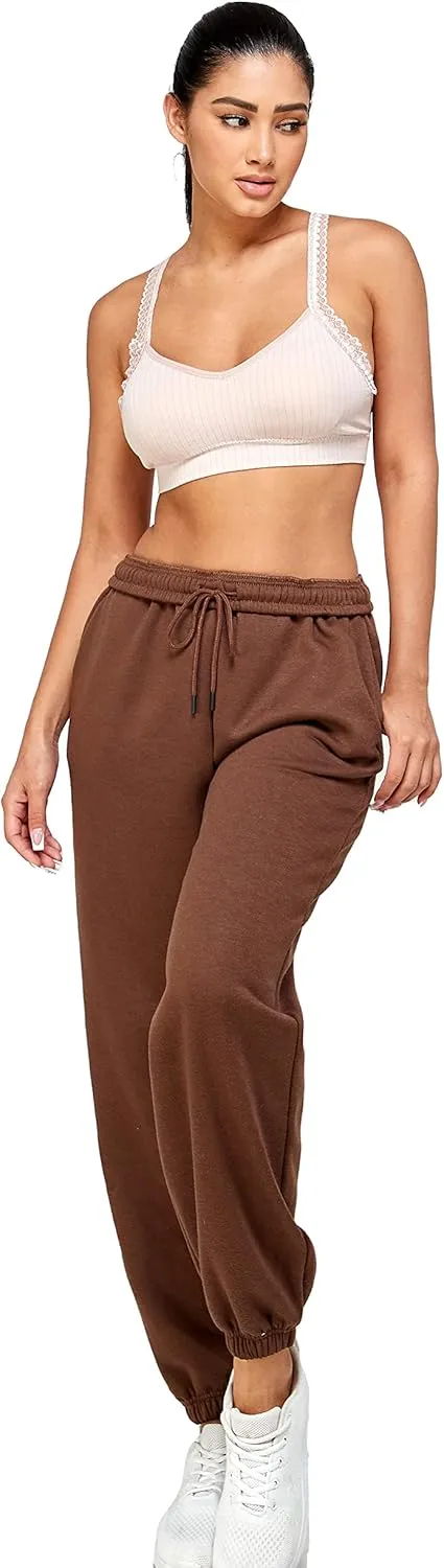 IUUI Women's High Waisted Fleece Sweatpants - Casual Baggy Joggers with Pockets, Foldable Warm Lounge Pants