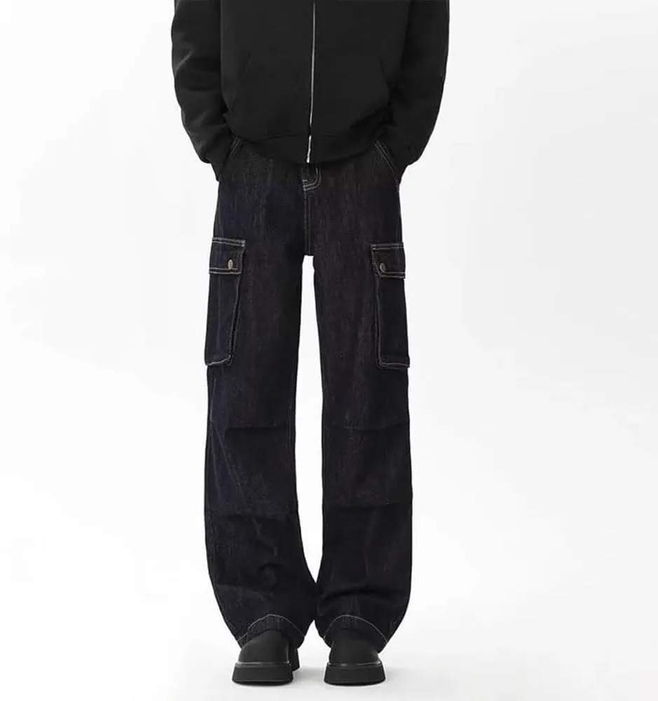 Jeans for Men Relaxed Fit High Waisted Designer Cool Trendy Straight Leg Skinny Denim Pants