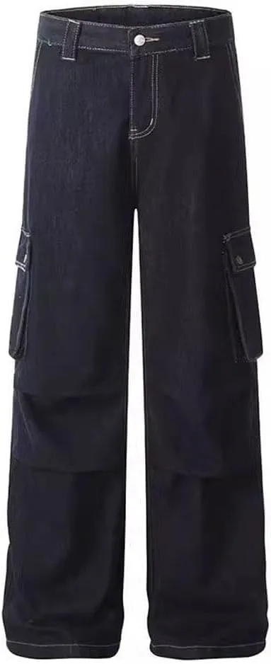 Jeans for Men Relaxed Fit High Waisted Designer Cool Trendy Straight Leg Skinny Denim Pants
