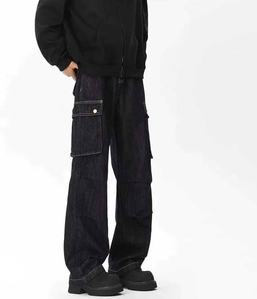 Jeans for Men Relaxed Fit High Waisted Designer Cool Trendy Straight Leg Skinny Denim Pants