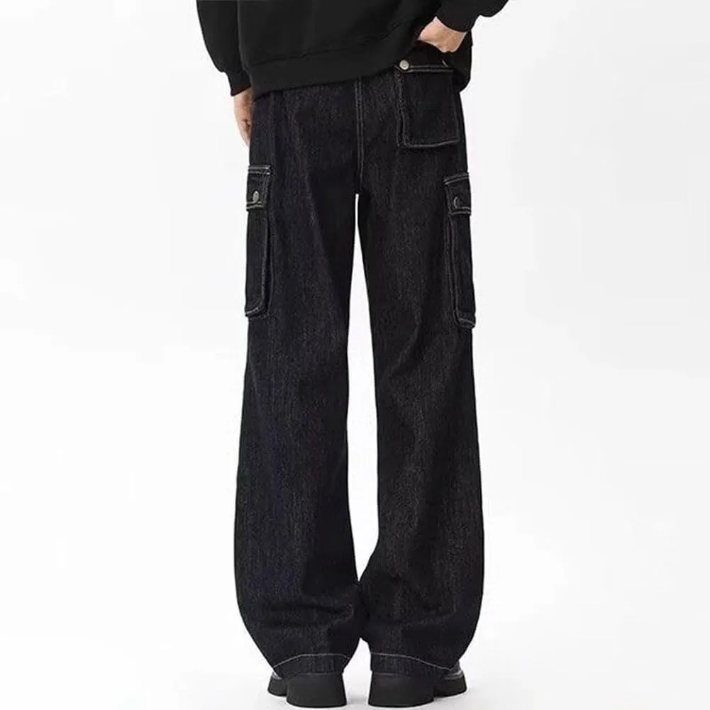Jeans for Men Relaxed Fit High Waisted Designer Cool Trendy Straight Leg Skinny Denim Pants