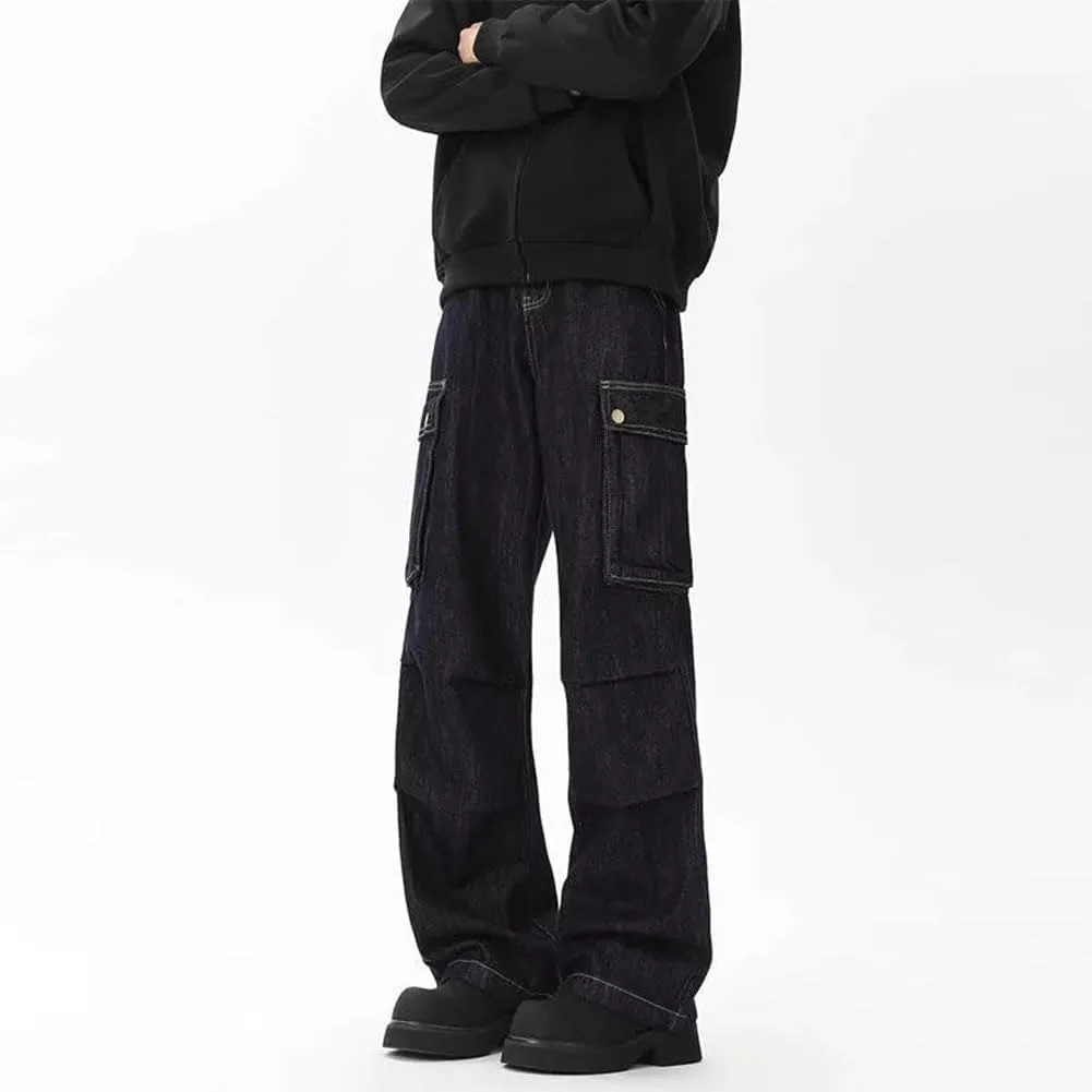 Jeans for Men Relaxed Fit High Waisted Designer Cool Trendy Straight Leg Skinny Denim Pants