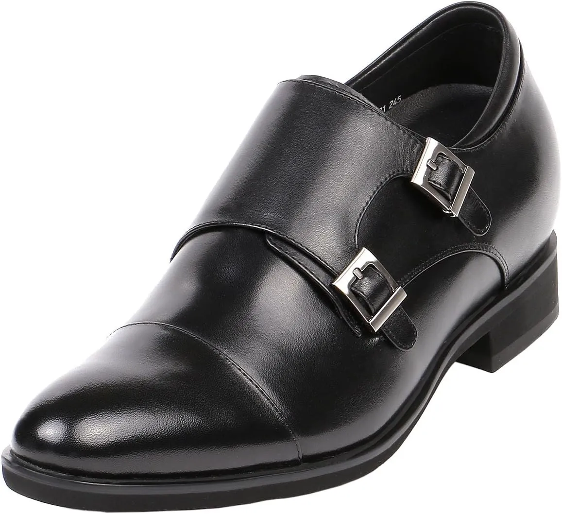 JOTA Short Men Monk Strap Leather Dress Shoe Cap Toe 3" Tall, GKD71