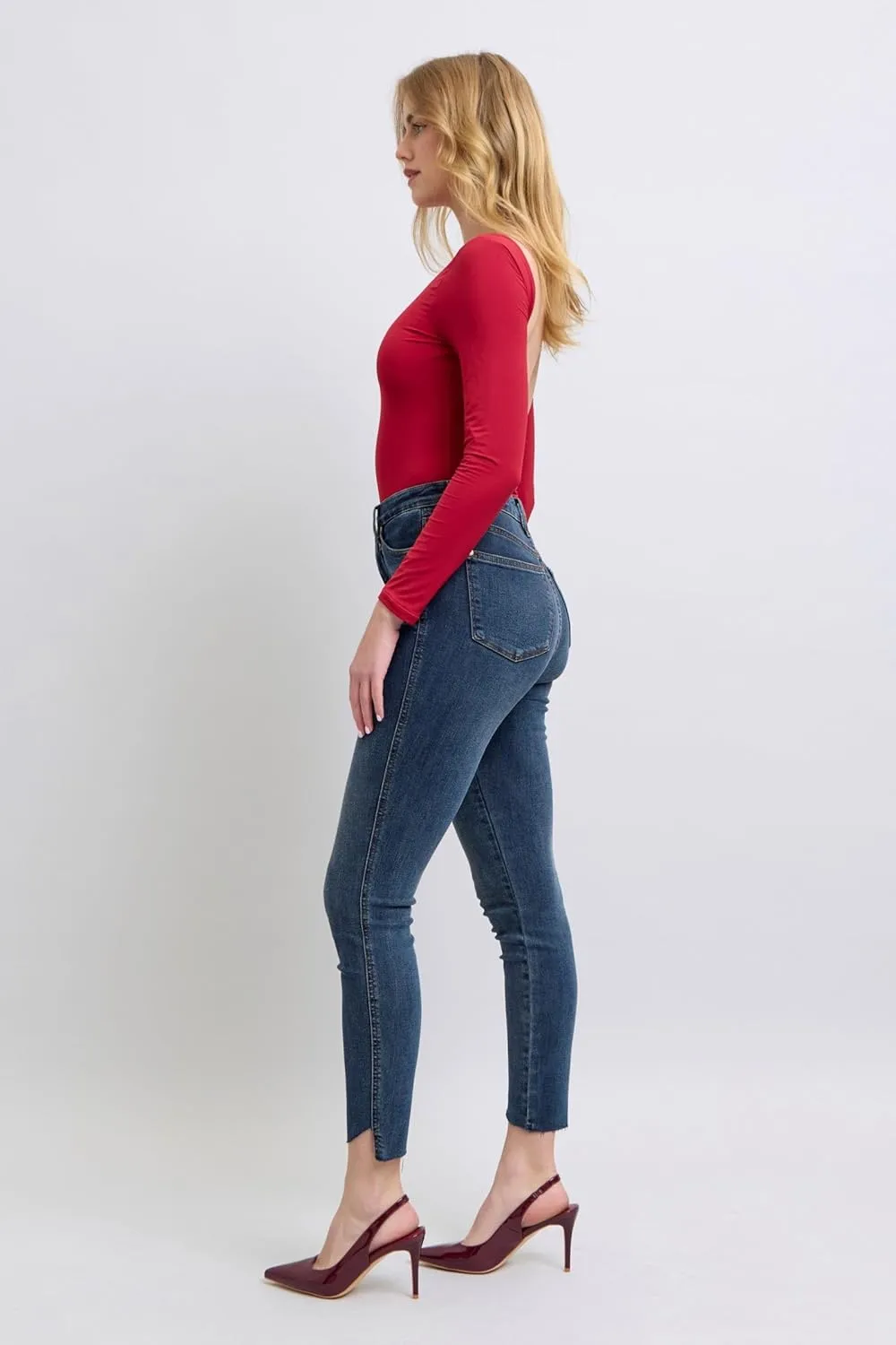 Judy Blue HW Tummy Control Step Hem Skinny Jeans - Ultimate Comfort & Flattering Fit - 88913