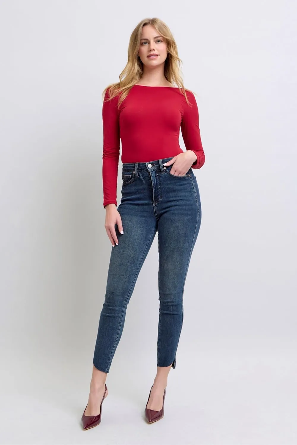 Judy Blue HW Tummy Control Step Hem Skinny Jeans - Ultimate Comfort & Flattering Fit - 88913