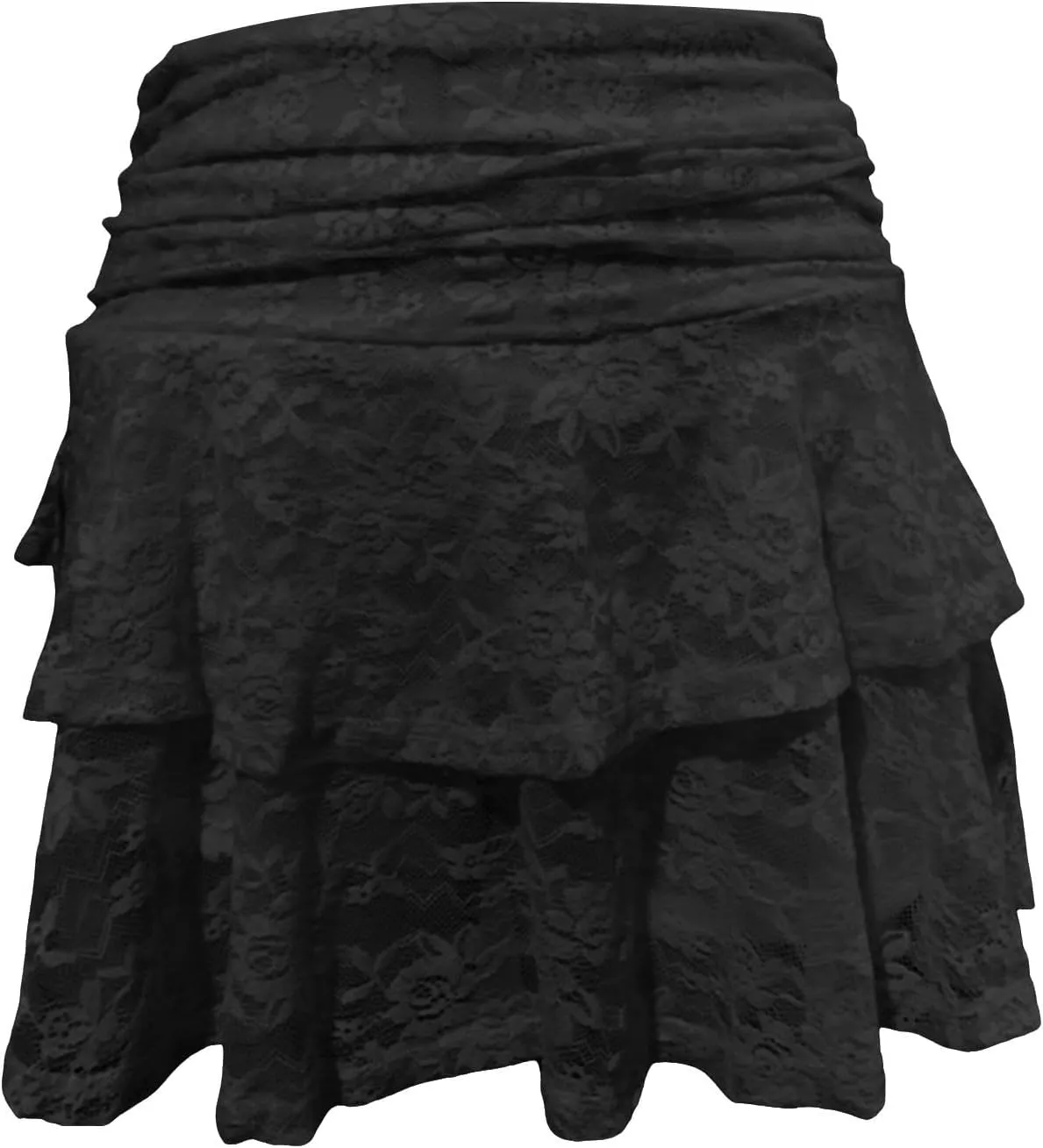 Lace Mini Skirts for Women Y2k Low Waist Flowy Ruffle Skirts Layered Pleated A Line Short Skirt Streetwear